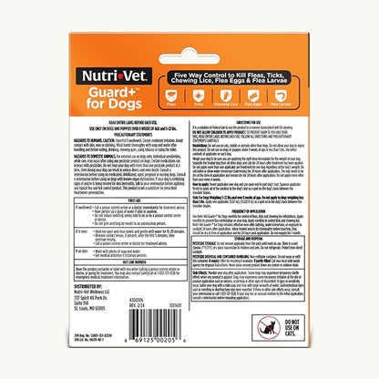 Nutri-Vet Guard+ for Dogs, Flea and Tick Prevention Spot On Drops, Topical Treatment for Dogs 5-22 lbs, Puppy Essentials, Waterproof Formula, 3 Monthly Doses, 90 Days of Protection
