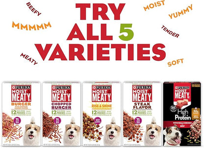 Purina Moist and Meaty Dog Food Chopped Burger Soft Dog Food Pouches - 36 ct. Pouch