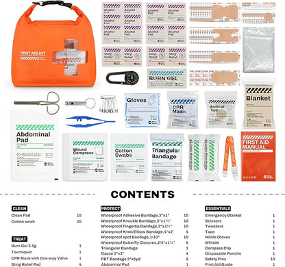 RHINO RESCUE Bundle - Pet First Aid Kit, Emergency Medical Supplies for Dogs & Cats, Safety Essentials Pack with Thermometer+Waterproof First Aid Kit, Lightweight Boat Dry Bag