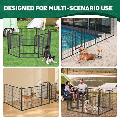 Dog Playpen Outdoor, 8 Panels 40" High Heavy Duty Metal Dog Pen, Pet Fence for Large/Medium/Small Dogs, with Doors Foldable Metal Dog Fence Exercise Pen for RV, Camping, Yard