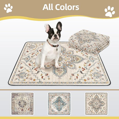 SCLOSE Washable Pee Pad for Dogs Extra Large, 72" x 72" Reusable Puppy Pads Waterproof Dog Rugs, Super Absorbent, Leakproof, Dog Crate Pad, Playpen Mat, Whelping Pads, White Medallion