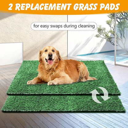 ondware Dog Grass Pad with Tray,35x23in Dogs Potty Tray with 2-Pack Upgraded Replacement Artificial Grass,Dog Litter Box for Pet Training,Indoor Portable Pottys Pet Toilet