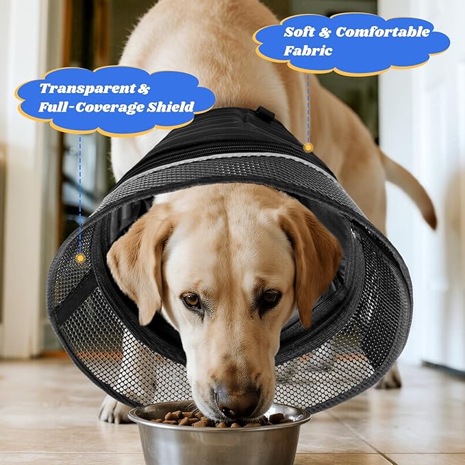 Inflatable Dog Cone for Dogs After Surgery,Soft Adjustable Elizabethan Collar for Large Dogs,2-in-1 Dog Cone with Detachable Shield,Anti-Anxiety Comfortable Pet E-Collar Prevents Licking Wounds(XXL)