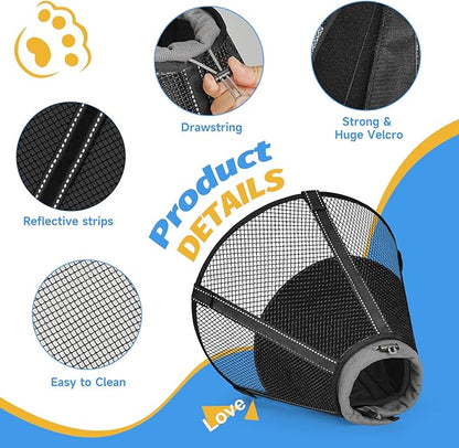 Dog Cone Collar After Surgery to Stop Licking: Soft Mesh Recovery Collar with Detachable Pad, Elizabeth Cone Alternative for Large Medium, Small Dogs, Normal Eating and Drinking (L)