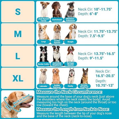 Dog Cone, Transparent Recovery Collar for Large Medium Small Pets, Adjustable Length, Soft Cone for Dogs to Stop Licking, Padded Elizabethan Collar with Elastic Loops After Surgery Patented