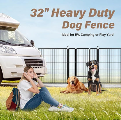 Simple Deluxe Dog Playpen Outdoor, Portable Dog Playpen for Travel, Camping, 32" Height 16 Panels Heavy Duty Dog Pen for Small/Medium Dogs, Black