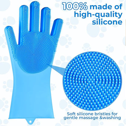 2PCS Dog Washing Gloves and Dog Bath Brush, high-Density Teeth Design pet Grooming Gloves, 2-in-1 Pet Grooming kit ，Suitable for Dogs and Cats to bathe, depilate, and Massage