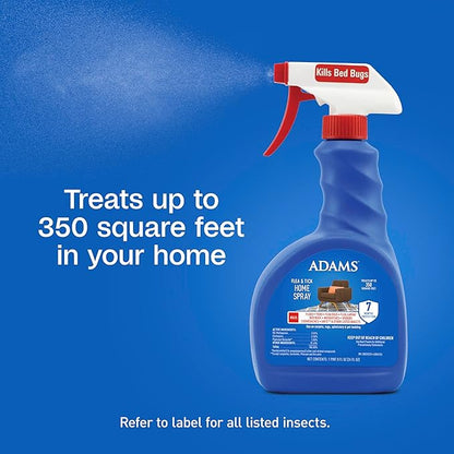 ADAMS Flea & Tick Home Spray for Indoor House Treatment, Kills Bed Bugs, Fleas, & Ticks, for Carpet, Furniture & Pet Bedding, Controls Fleas, Ticks, Bed Bugs, Cockroaches, Spiders & Mosquitoes, 24 oz