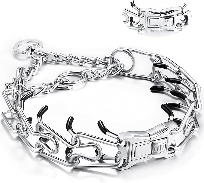 DEYACE Dog Training Collar Adjustable Stainless Steel Collar with Quick Release Buckle for Neck Girth 14.5"-18.6" Dog