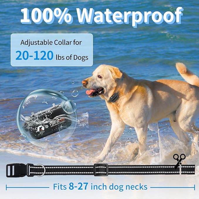 PaiPaitek 2 in 1 Dog Bark Collar and Training Collar - Smart Bark and Shock Collar Combo, Automatic Bark Collar for Large Dog with Remote 3300ft Range & Waterproof