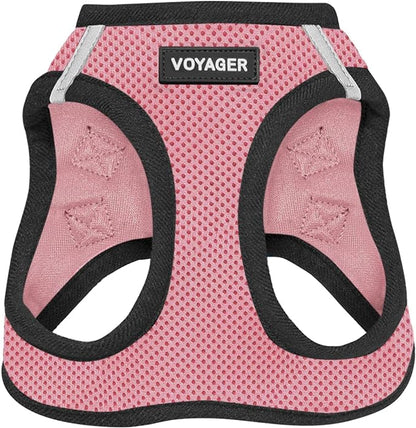 Best Pet Supplies - All Weather Mesh/Plush, Reflective, No Pull Harness for Small, Medium Dogs, Cats - Secure with Hook & Loop Fastener, Buckle, Double D-Rings - Pink/Black Trim, M