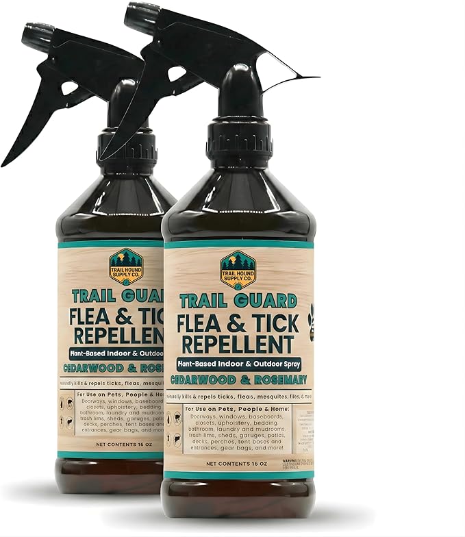 Trail Guard Natural Extra Strength Insect, Flea and Tick Spray for Dogs, Cats, People & Home (16oz (Pack of 2), Cedarwood & Rosemary)