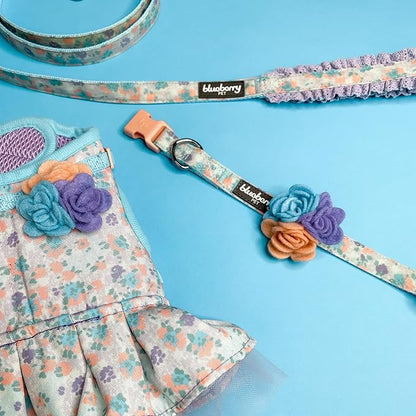 Blueberry Pet New Soft & Comfy Made Well Lovely Floral No Pull Mesh Dog Costume Harness Dress in Lavender, Chest Girth 19"-21", Small, Adjustable Harnesses for Dogs