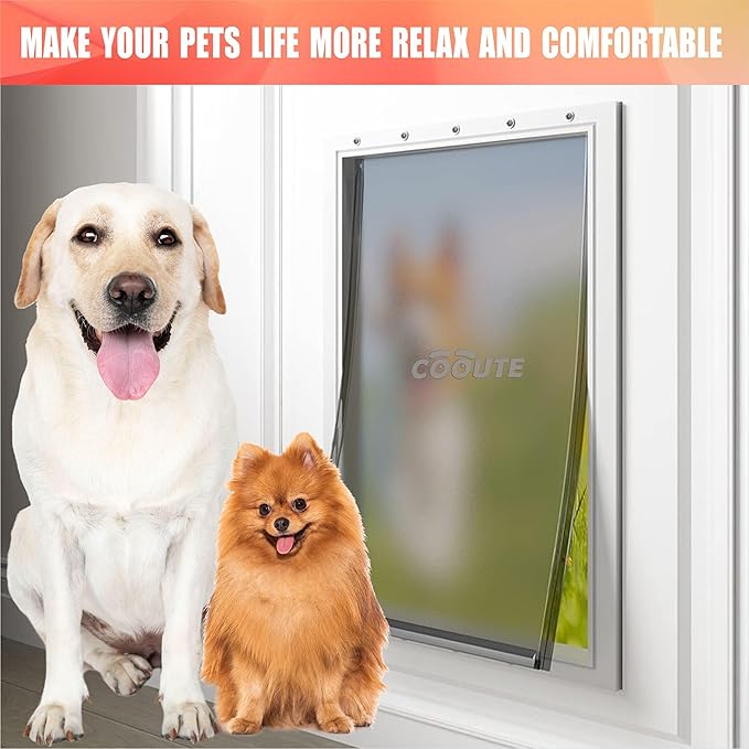 2 Pack Dog Door Replacement Flap with Magnetic Closure, Compatible with PetSafe Freedom Dog and Cat Door PAC11-11039 Large 10 1/4" w x 17" h with 10PCS Screws