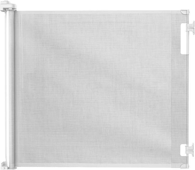 Hakuna Pets Indoor/Outdoor Paw Proof Retractable Dog Gate, 36.6" Tall Extends to 71" Wide, White