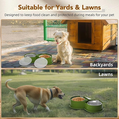 Newget Stainless Steel Dog Bowl Set with Lids, 304 Metal Dual Food & Water Bowls for Dogs & Cats, Large Capacity Pet Feeder with Cover Keeps Food Fresh, Anti-Skid Dog Dish for Small/Medium/Large Pets