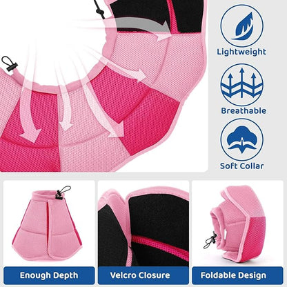 SUNFURA Dog Cone - Soft Cone for Dogs to Stop Licking, Pet E-Collar Alternative After Surgery, Adjustable Pet Recovery Collar for Wound Healing, Pink Small