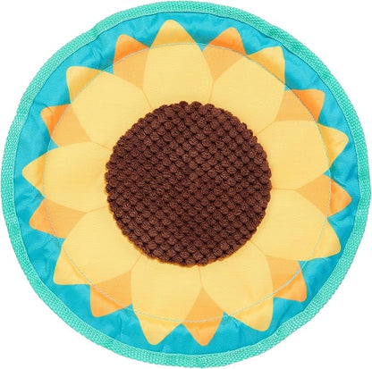 Barkbox Sunflower Flinger Flying Disc Dog Toy | Fluff-Free Crinkle Disc with T-Shirt Rope Edge | Durable Fetch Toy for Dogs & Puppies