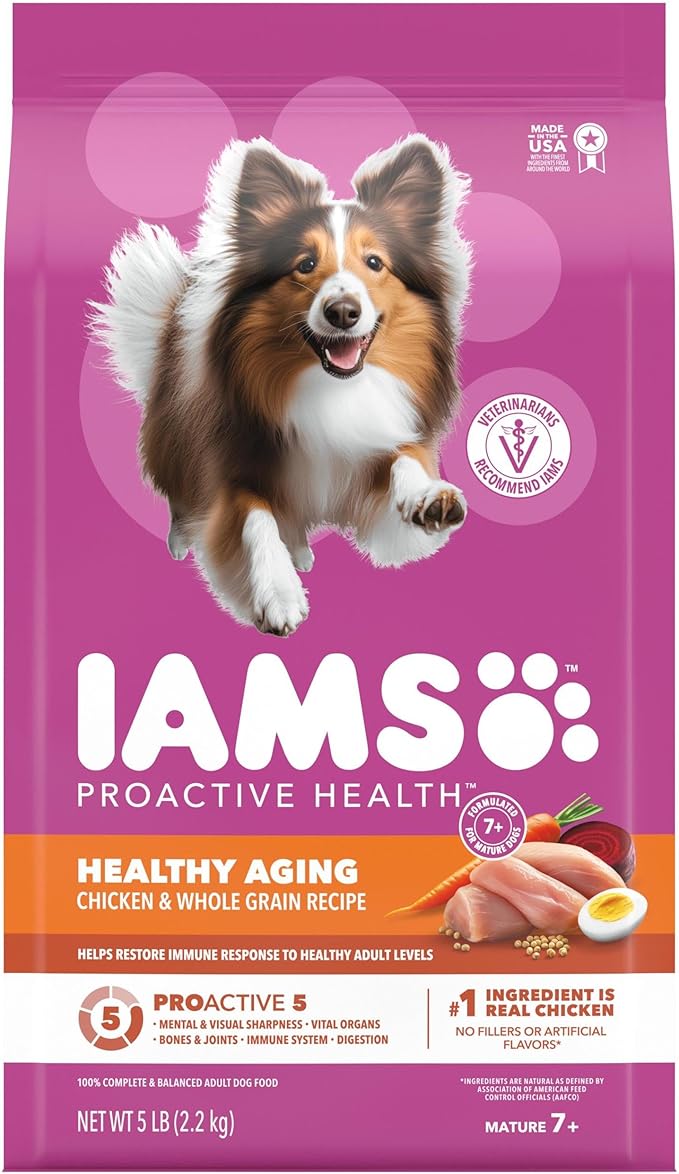 IAMS Proactive Health Healthy Aging Dry Dog Food Chicken & Whole Grain Recipe, 5 lb. Bag