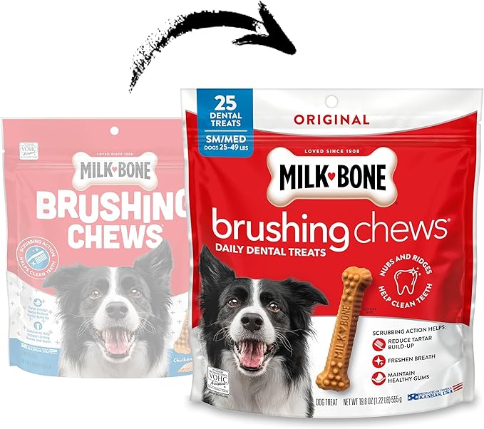 Milk-Bone Brushing Chews Original Chicken Flavor Daily Dental Dog Treats, Small/Medium, 19.6 Oz. Bag