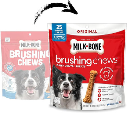 Milk-Bone Brushing Chews Original Chicken Flavor Daily Dental Dog Treats, Small/Medium, 19.6 Oz. Bag
