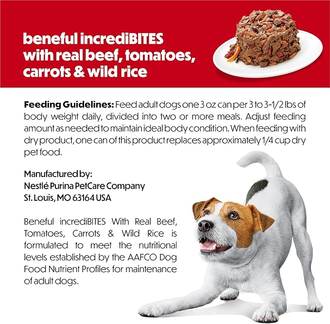 Purina Beneful Small Breed Wet Dog Food With Gravy, IncrediBites with Real Beef - (8 Packs of 3) 3 oz. Cans