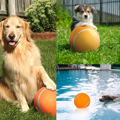 Banfeng Big Tennis Ball for Dogs, Giant Dog Tennis Ball Toy Large Outdoor Sports Gift for Small Medium Large Dog (Orange, 9.5 inch)