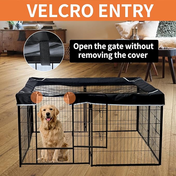 PJYuCien Square Top Cover - Fits 8 Panels 32 Inch Width Metal Dog Fence Dog Playpen (Note: Only PlayPen Top Cover, NO PLAYPEN)