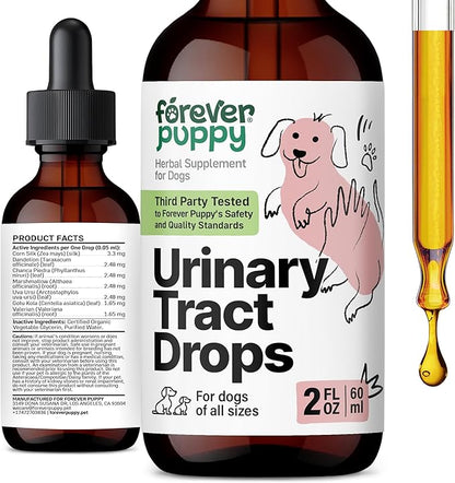Forever Puppy Urinary Tract Drops for Dogs - Bladder Supplement w/Corn Silk & Chanca Piedra Stone Breaker - Dog Food Supplements - Sugar & Alcohol-Free Liquid Drops - 2 oz