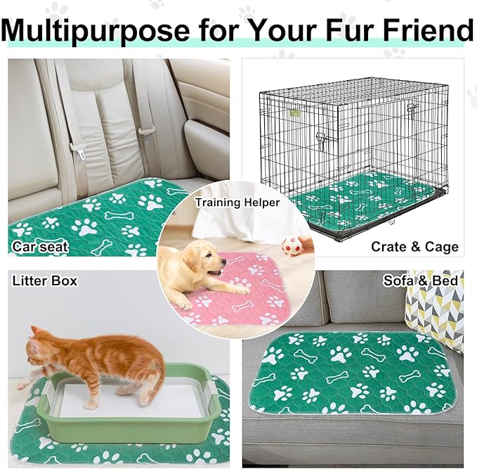 BEAUTYZOO 6 Pack Washable Pee Pads for Dogs, Reusable Puppy Pads for Potty Training, Waterproof Super Absorbent Whelping Pads, Mats Non Slip Against Urine for Small Medium Dogs Cats, 16" x 24"