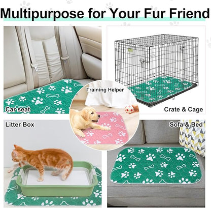 BEAUTYZOO 6 Pack Washable Pee Pads for Dogs, Reusable Puppy Pads for Potty Training, Waterproof Super Absorbent Whelping Pads, Mats Non Slip Against Urine for Small Medium Dogs Cats, 16" x 24"