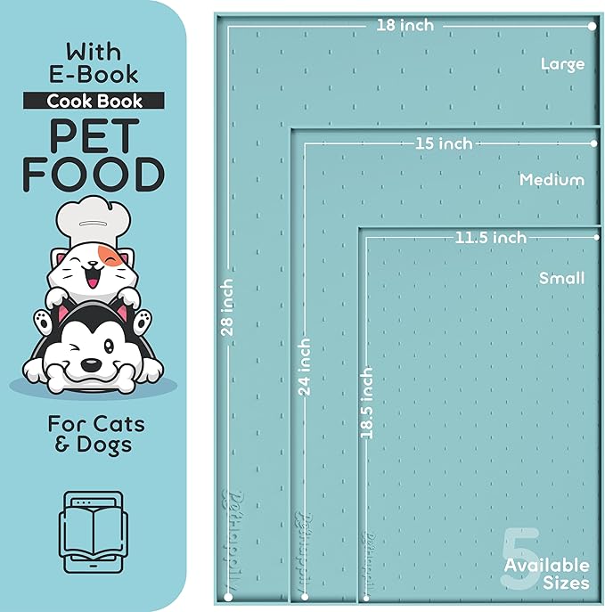 Dog Food Mat - Raised Edges Dogs Mat for Food and Water Prevent Spill, Waterproof Cat Food Mats Protect Floors, Easy Clean Dog Bowl Mats for Food and Water, Silicone Pet Food Tray