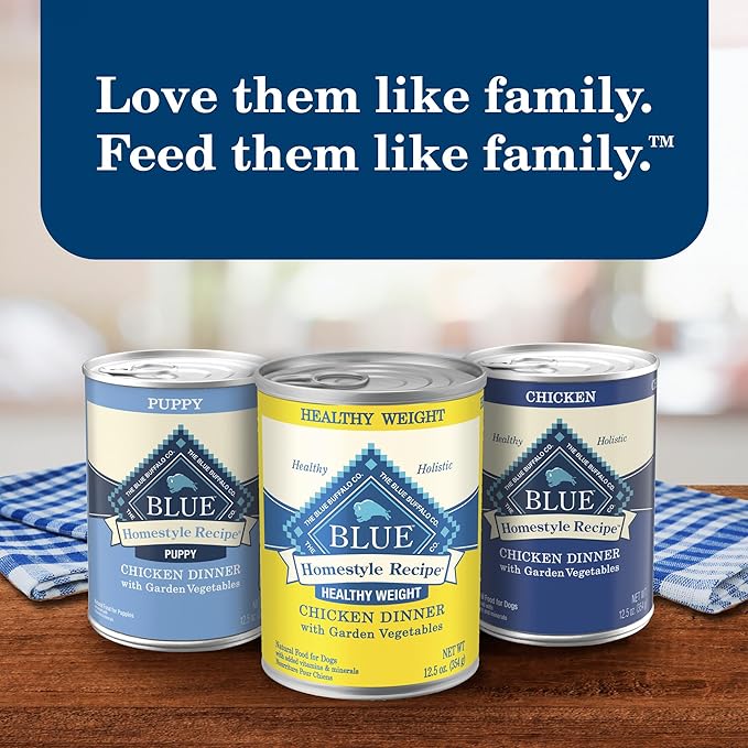 Blue Buffalo Homestyle Recipe Natural Adult Healthy Weight Wet Dog Food, Chicken 12.5-oz can, 12 Count (Pack of 2)