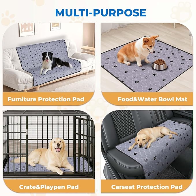 Fostanfly Washable Pee Pads for Dogs, 72"x72"-2 Pack Extra Large Reusable Potty Pads for Floor, Non-Slip Waterproof Pet Playpen Mat for Puppy/Senior Dog Whelping Incontinence