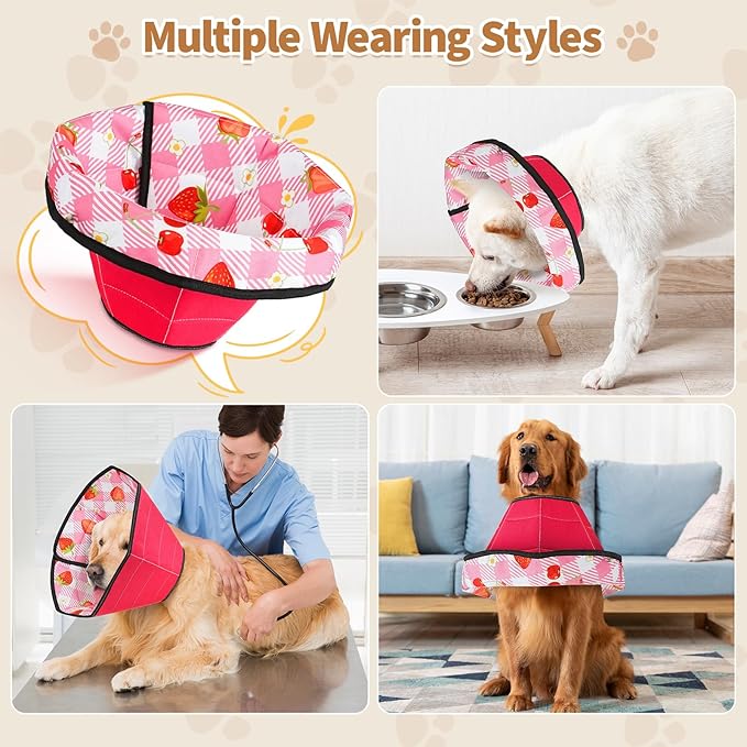 Soft Dog Cone Collar After Surgery: Adjustable Long Foldable Comfy Recovery Shame Elizabethan Stop Licking Small Medium Large Dogs (Red, XL)