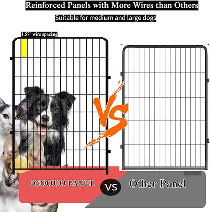 Dog Playpen Outdoor for Medium/Large Dogs 36'' High,4 Add-on Heavy Duty Dog Playpen Panels with Rustproof and Sturdy Stakes, 3ft Dog Fence for RV Camping