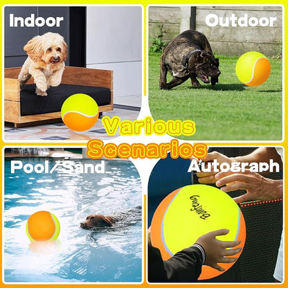 Banfeng Big Tennis Ball for Dogs, Giant Dog Tennis Ball Toy Large Outdoor Sports Gift for Small Medium Large Dog (Yellow Orange, 9.5 inch)
