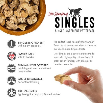 Grandma Lucy’s Singles Pet Treat, Freeze-Dried Single Ingredient Treats for Dogs and Cats - Liver, 2.5 oz