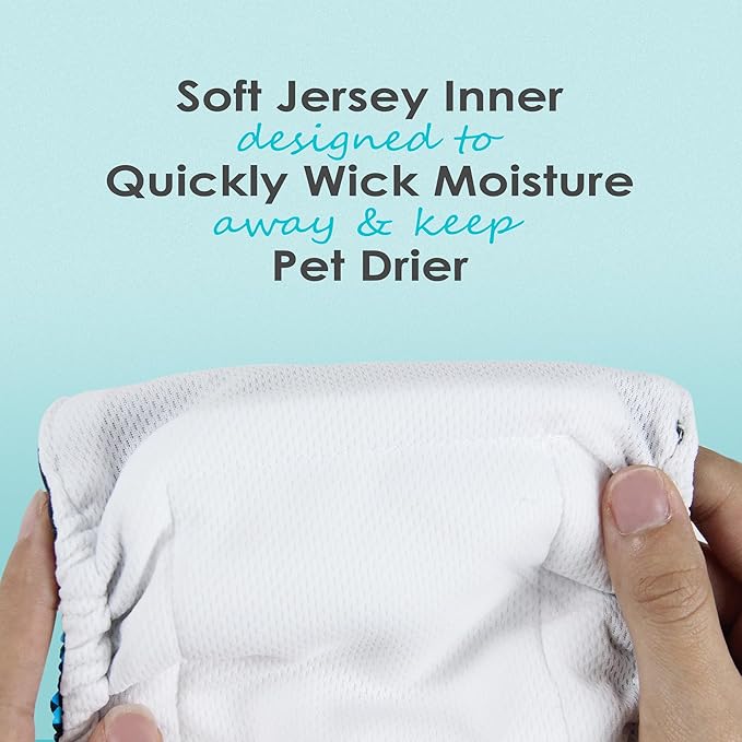 wegreeco Washable Male Dog Belly Band (Stylish Pattern)- Pack of 3 - Male Dog Belly Wrap, Dog Diapers Male (Abstract Geometrical Blue, X-Large)