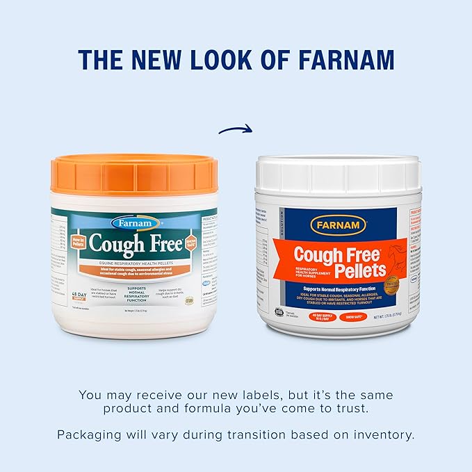 Farnam Cough Free Horse Supplement Pellets, Respiratory Support for Seasonal Allergies, Stable Cough, Lung Support Supplement, Show Safe, Herbal Formula, 2.5 lbs, 70-Day Supply