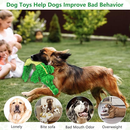 Letsmeet Large Squeaky Alligator Dog Toys, Interactive Puppy Toys with Crinkle Paper, Pull Tug of War Dog Toy, Plush Dog Chew Toys for Small, Medium, Large Breed