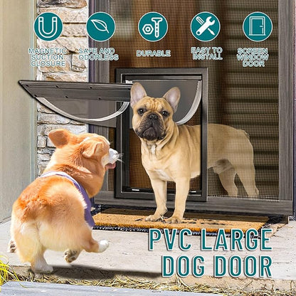 YOXIER Dog Door for Sliding Glass Door,Gates for Dogs Indoor with Door, Extreme Weather Doggy Door, Big Dog Door for Large and Extra Large Dogs Up, Dual Flap Insulated Dog Door 1 Set