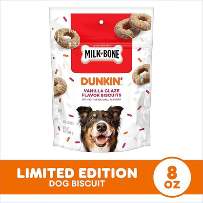 Milk-Bone Limited Edition Dunkin' Vanilla Glaze Flavor Biscuit Dog Treats, 8 Ounce (Pack of 2)