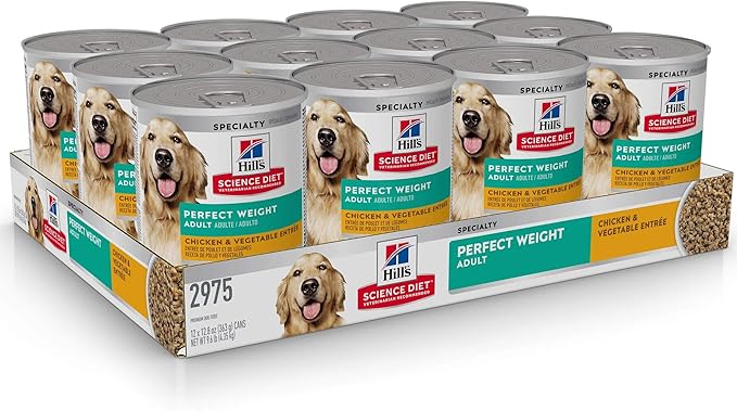 Hill's Science Diet Adult Perfect Weight Wet Dog Food, Chicken & Vegetable, 12.8 oz. Cans, 12-Pack