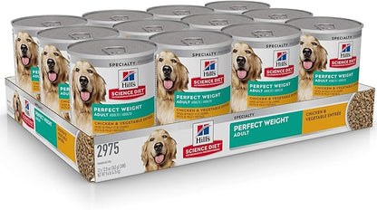Hill's Science Diet Adult Perfect Weight Wet Dog Food, Chicken & Vegetable, 12.8 oz. Cans, 12-Pack