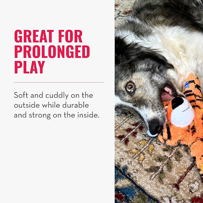KONG Wild Knots Tiger Dog Toy (Medium/Large) Durable Internal Knotted Rope, Minimal Stuffing for Less Mess – Soft Plush Chew Toy for Dogs