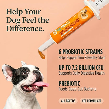 OL’ NELLY Dog Probiotic Paste for Dogs & Cats – Helps with Diarrhea, Gas & Loose Stool, Digestive Support, 6-Strain Probiotics + Prebiotic, Vitamin E & Selenium, Supports Immunity & Skin, 14g