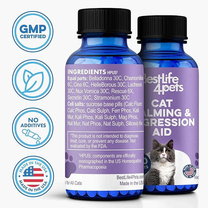 Anti Aggression for Cats Calming Remedy, A Natural Diffuser and Cat Calming Aid for Stress, Spiteful Spraying, Scratching & Territorial Behavior, Non-Drowsy, 400 Odorless, Tasteless Pills