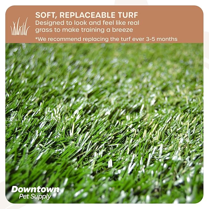 Downtown Pet Supply Dog Grass Pad with Tray, 20 x 30 w/Drawer - Outdoor and Indoor Potty System for Dogs with Replaceable Synthetic Grass Pee Turf - Portable and Waterproof Turf Dog Potty