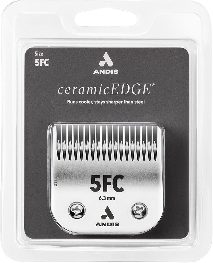 Andis 72635 ceramicEDGE Detachable Blade Size 5FC – Carbon Steel Pet Clipper Blade, 1/4" Cut Length, Professional Grooming Performance
